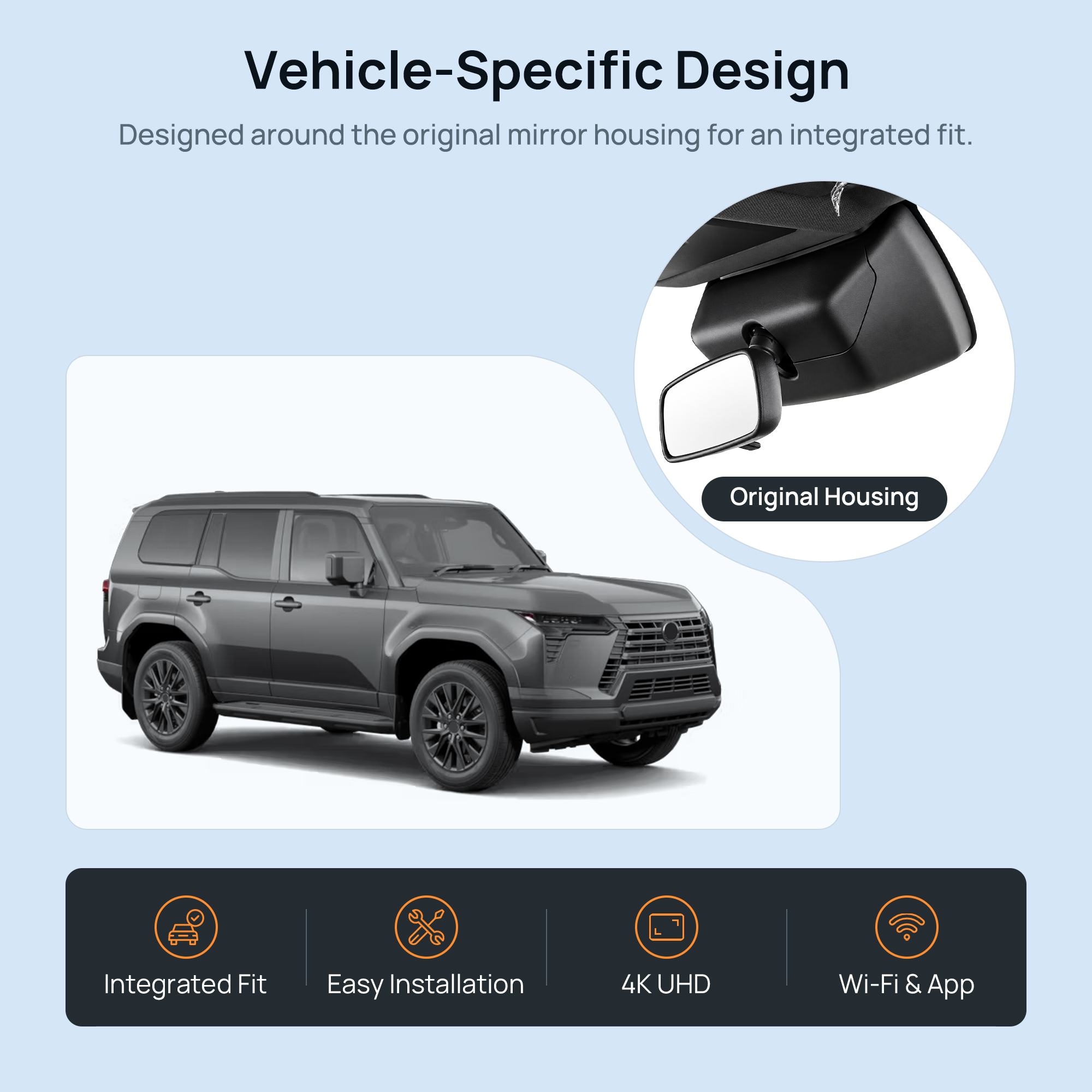 HIDVUE 4K Front Dash Cam for Lexus GX 550h 2024-2027 2