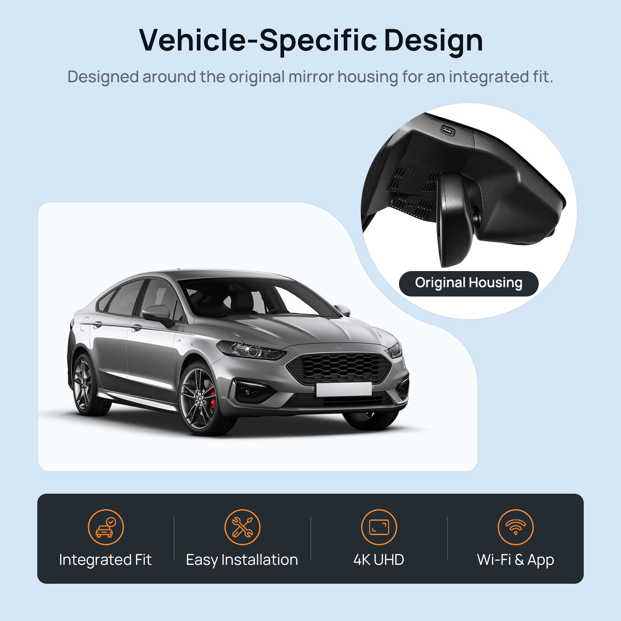 HIDVUE 4K Front Dash Cam for Ford Mondeo Mk5 2021 2022 2