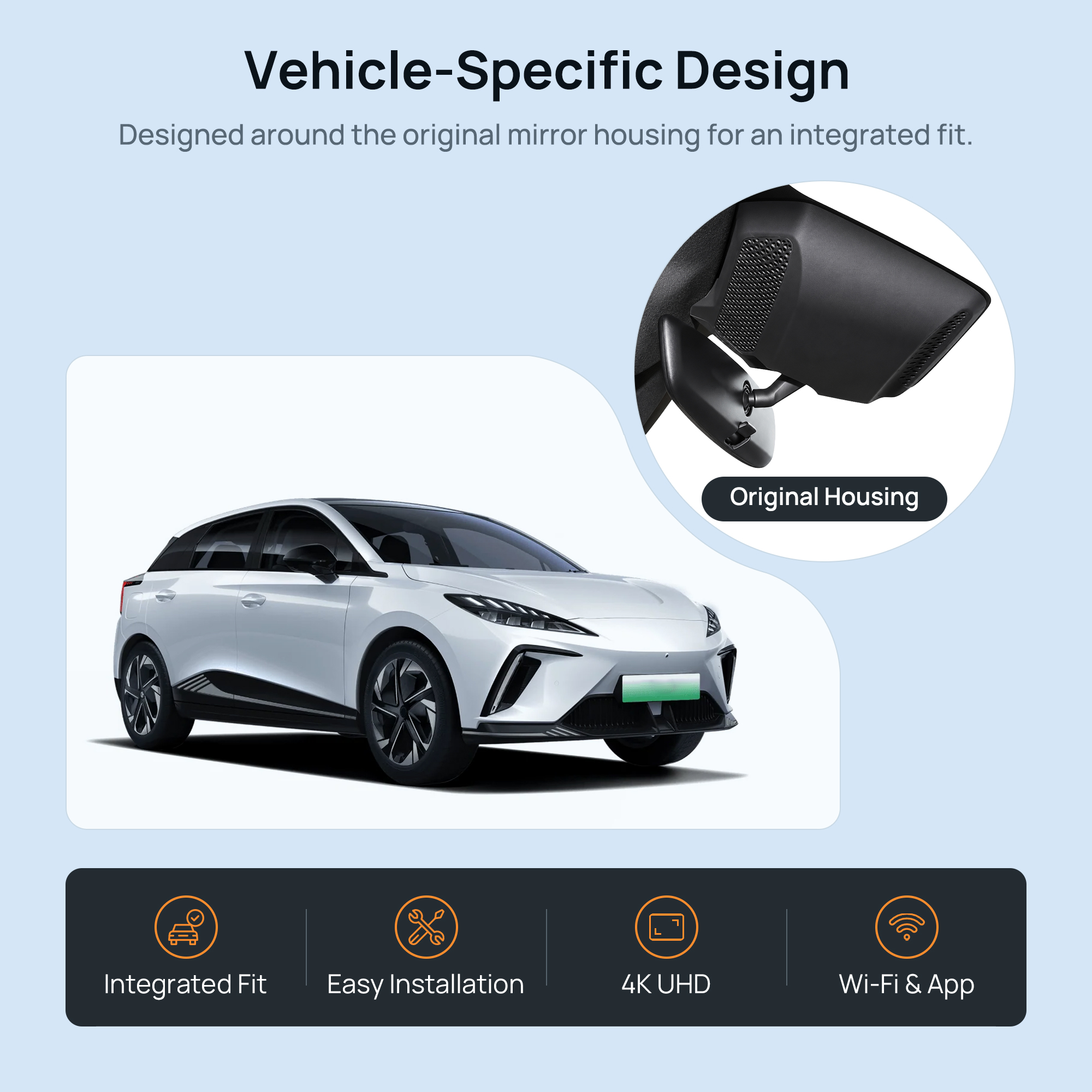 HIDVUE 4K Front + 1080P Rear Dash Cam for MG4 Electric EV 2022 2023 2