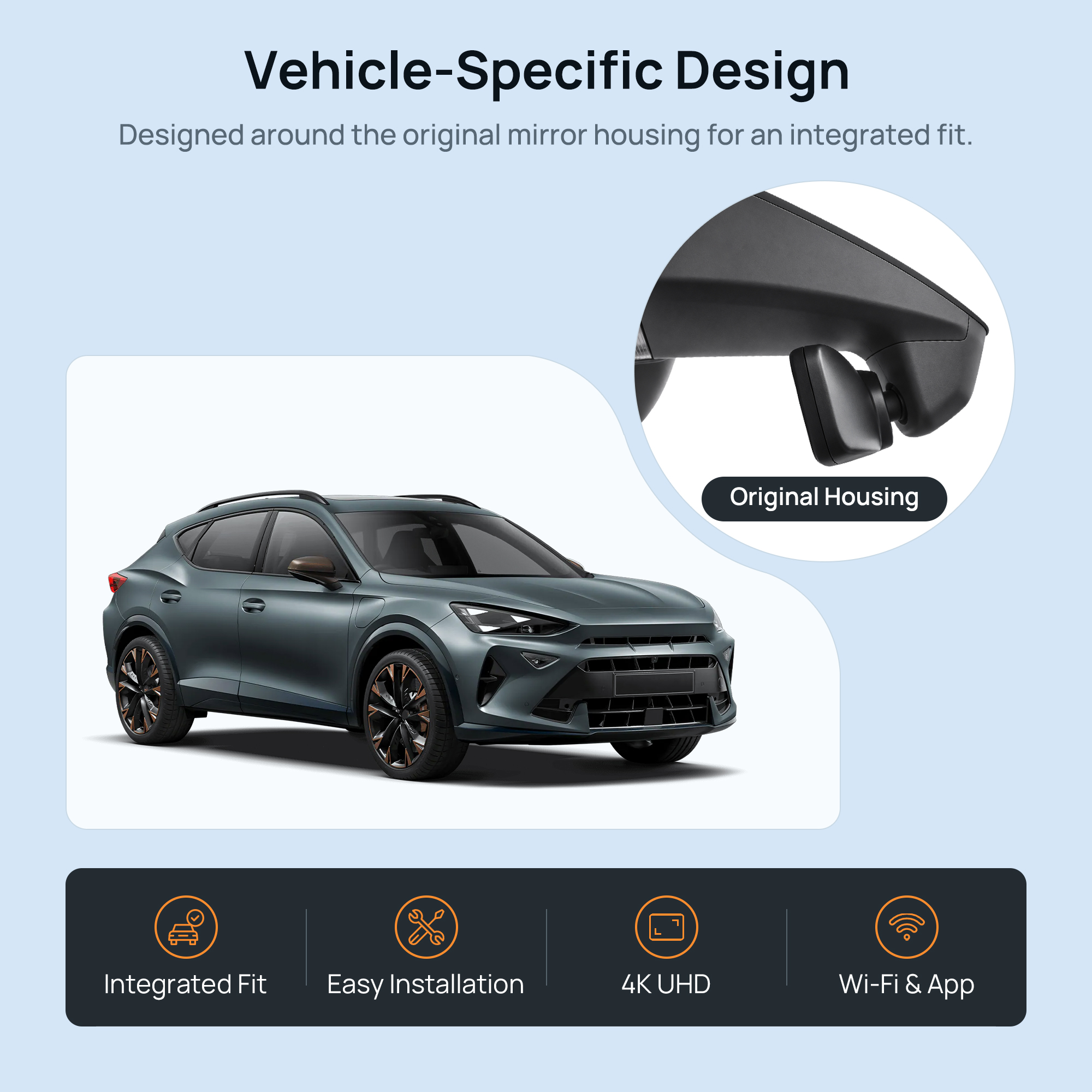 HIDVUE 4K Front Dash Cam for Cupra Formentor 2021-2024 2