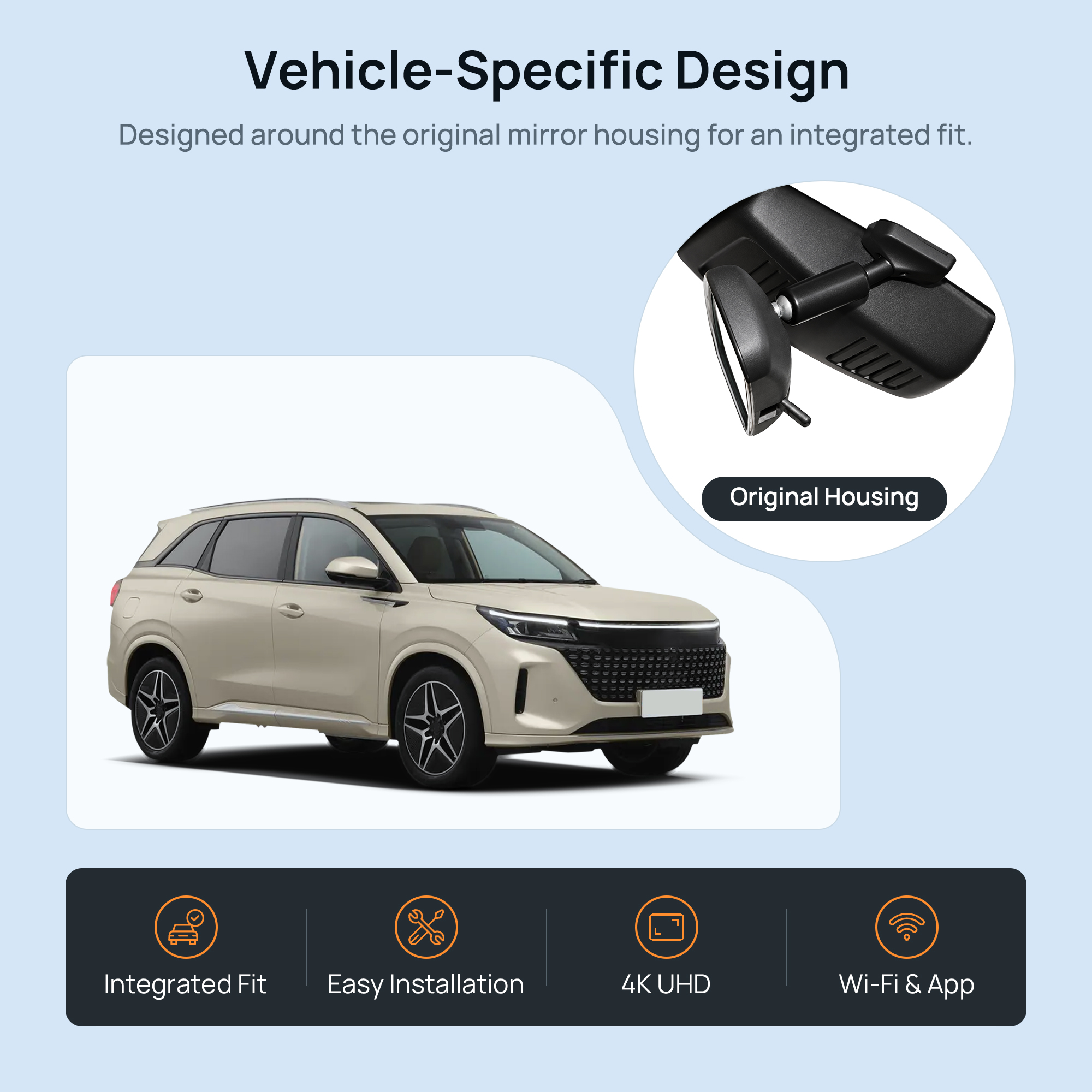 HIDVUE 4K Front Dash Cam for Landian E5 Plus 2023-2026 2