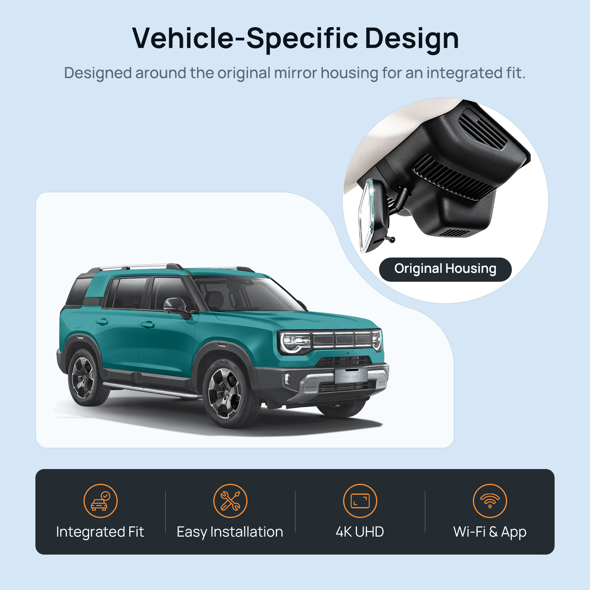 HIDVUE 4K Front Dash Cam for BAIC BJ30 B30 2024-2027 2