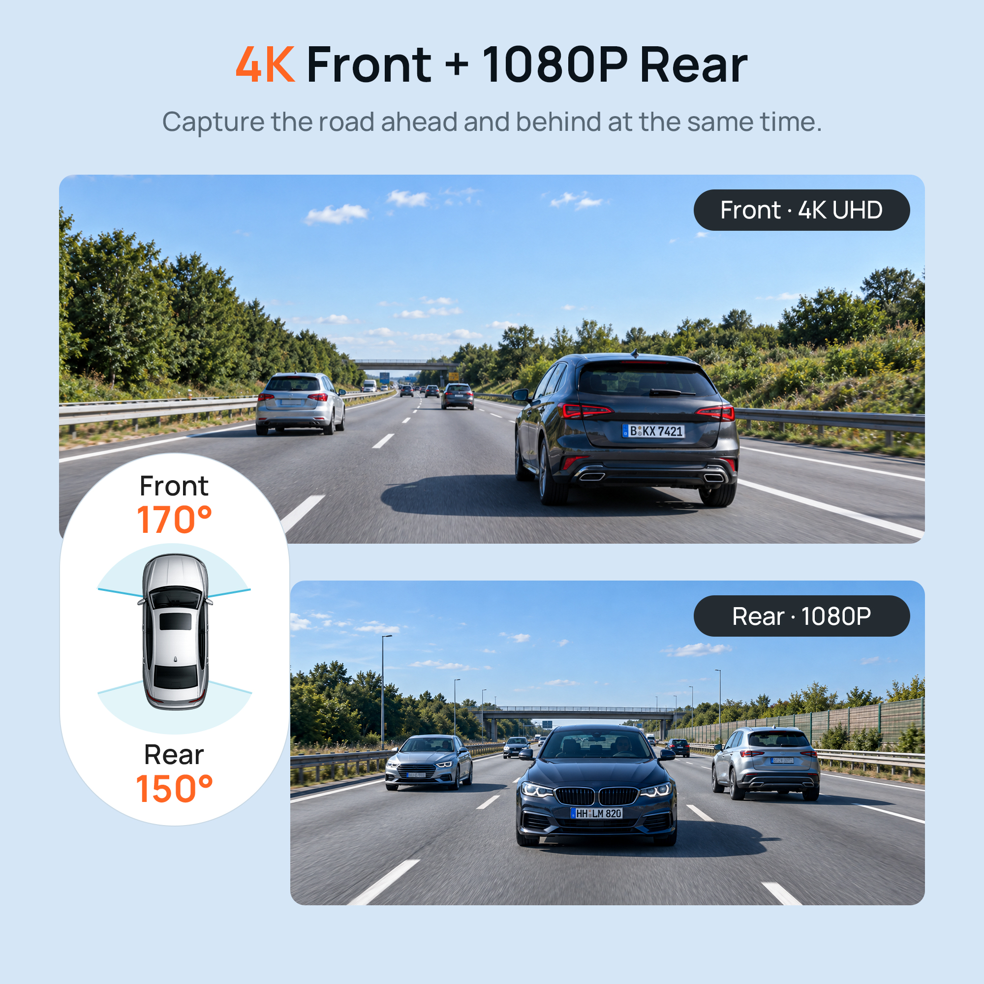 HIDVUE 4K Front + 1080P Rear Dash Cam for Ford Kuga MK3 2024-2026 4