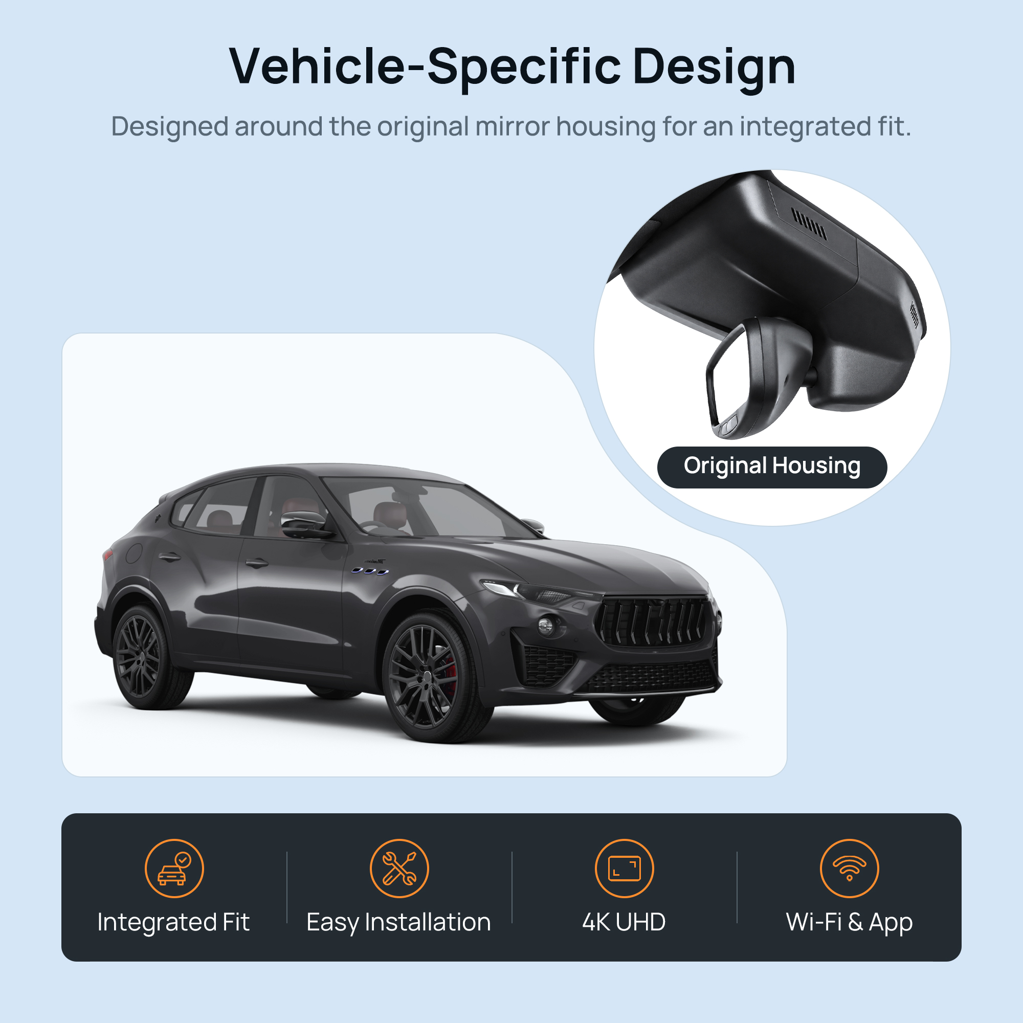 HIDVUE 4K Front Dash Cam for Maserati Levante 2016-2024 2