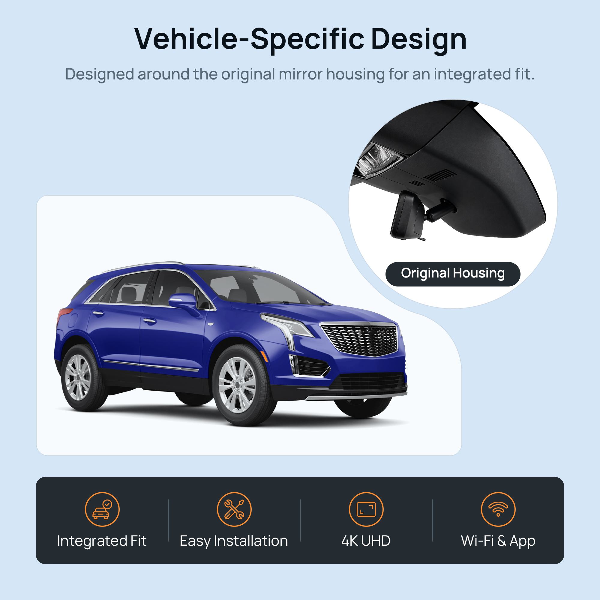 HIDVUE 4K Front Dash Cam for Cadillac XT5 2025-2026 2