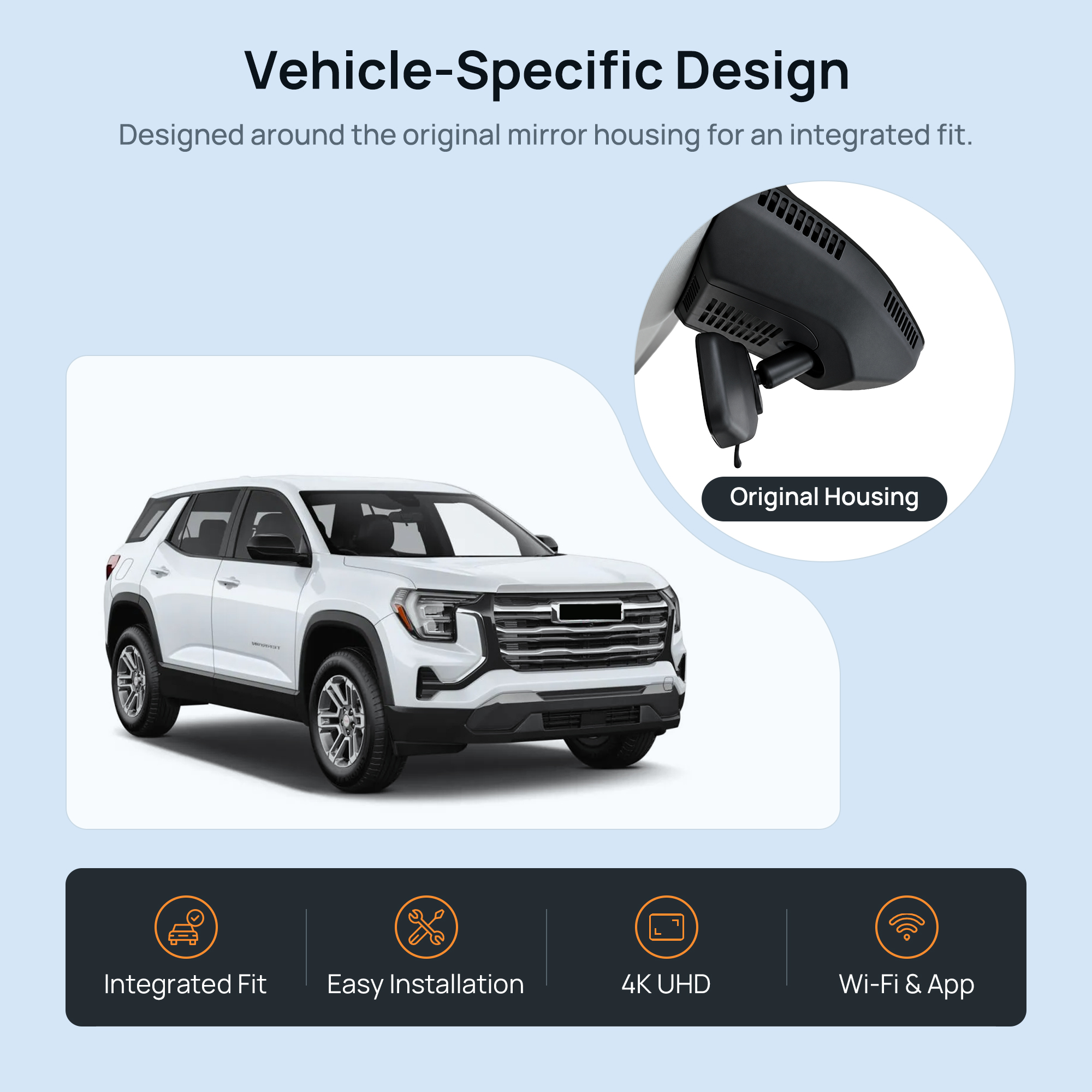 HIDVUE 4K Front + 1080P Rear Dash Cam for GMC Terrain 2025-2026 2