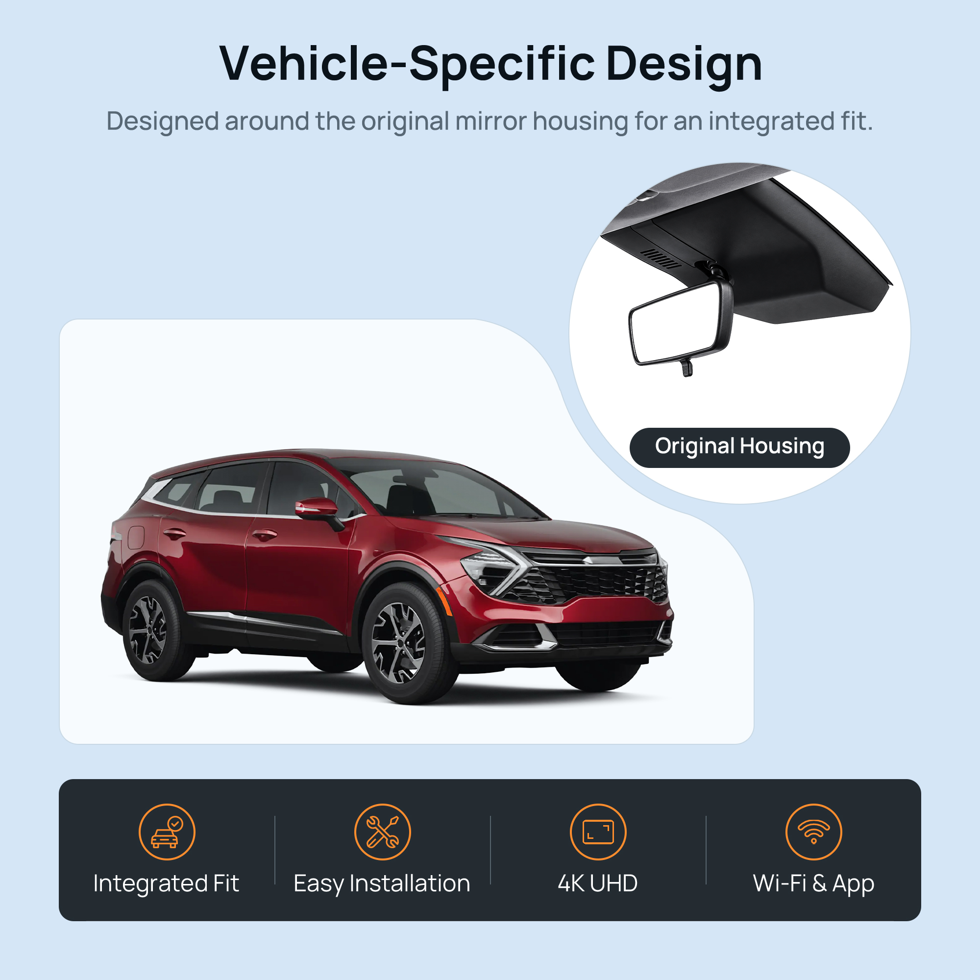 HIDVUE 4K Front Dash Cam for Kia Sportage Plug-in Hybrid 2023-2026 2