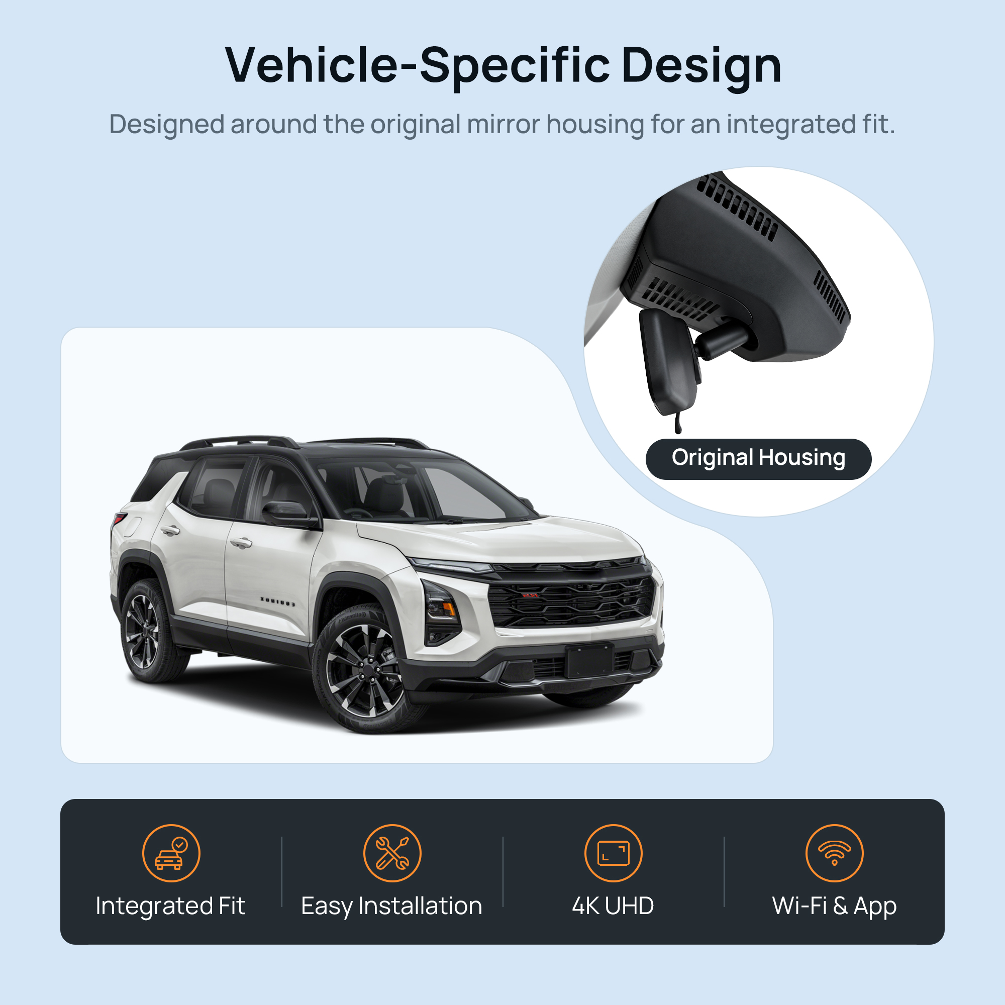 HIDVUE 4K Front Dash Cam for Chevrolet Equinox 2024-2026 2