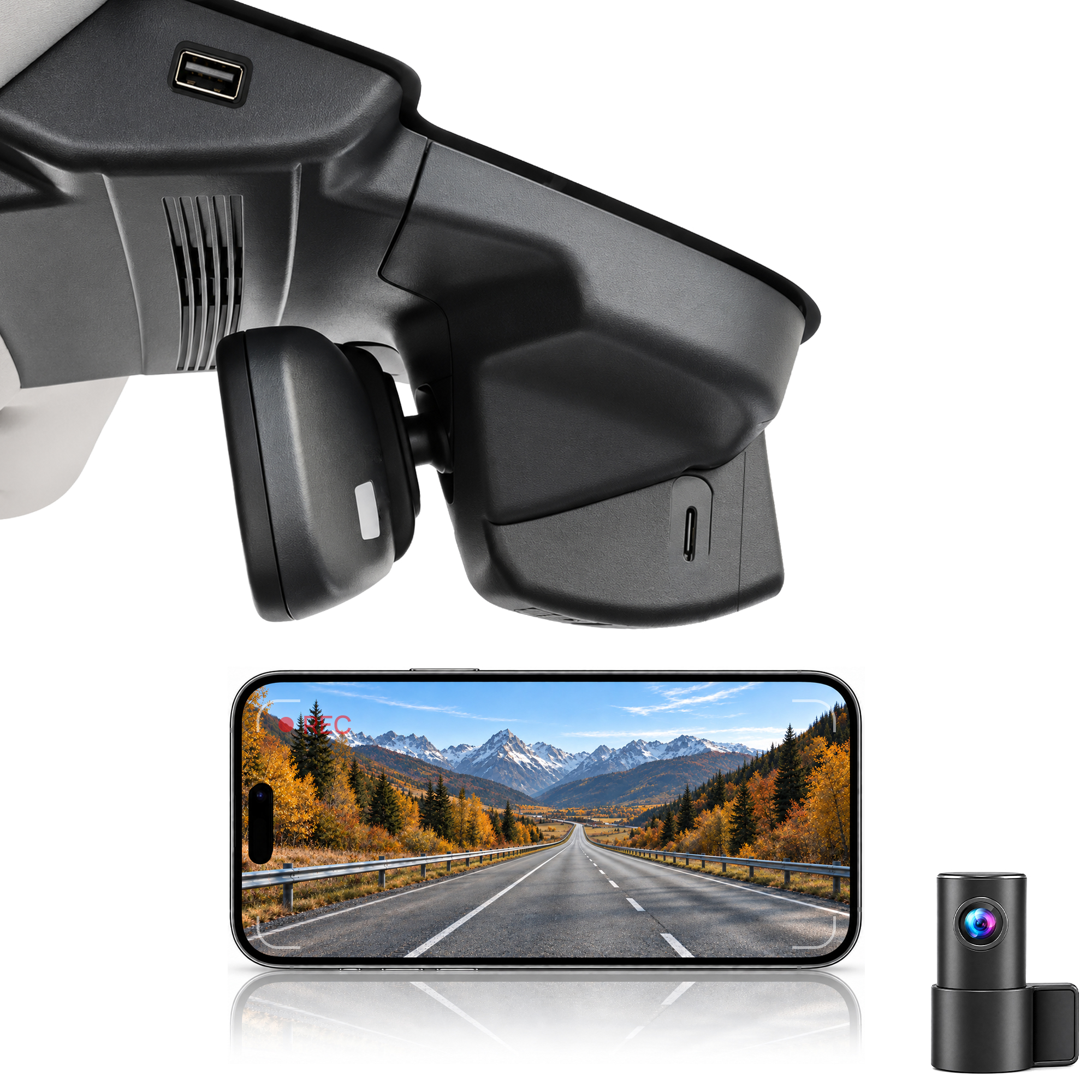 HIDVUE 4K Front + 1080P Rear Dash Cam for Lincoln Nautilus 2024-2026