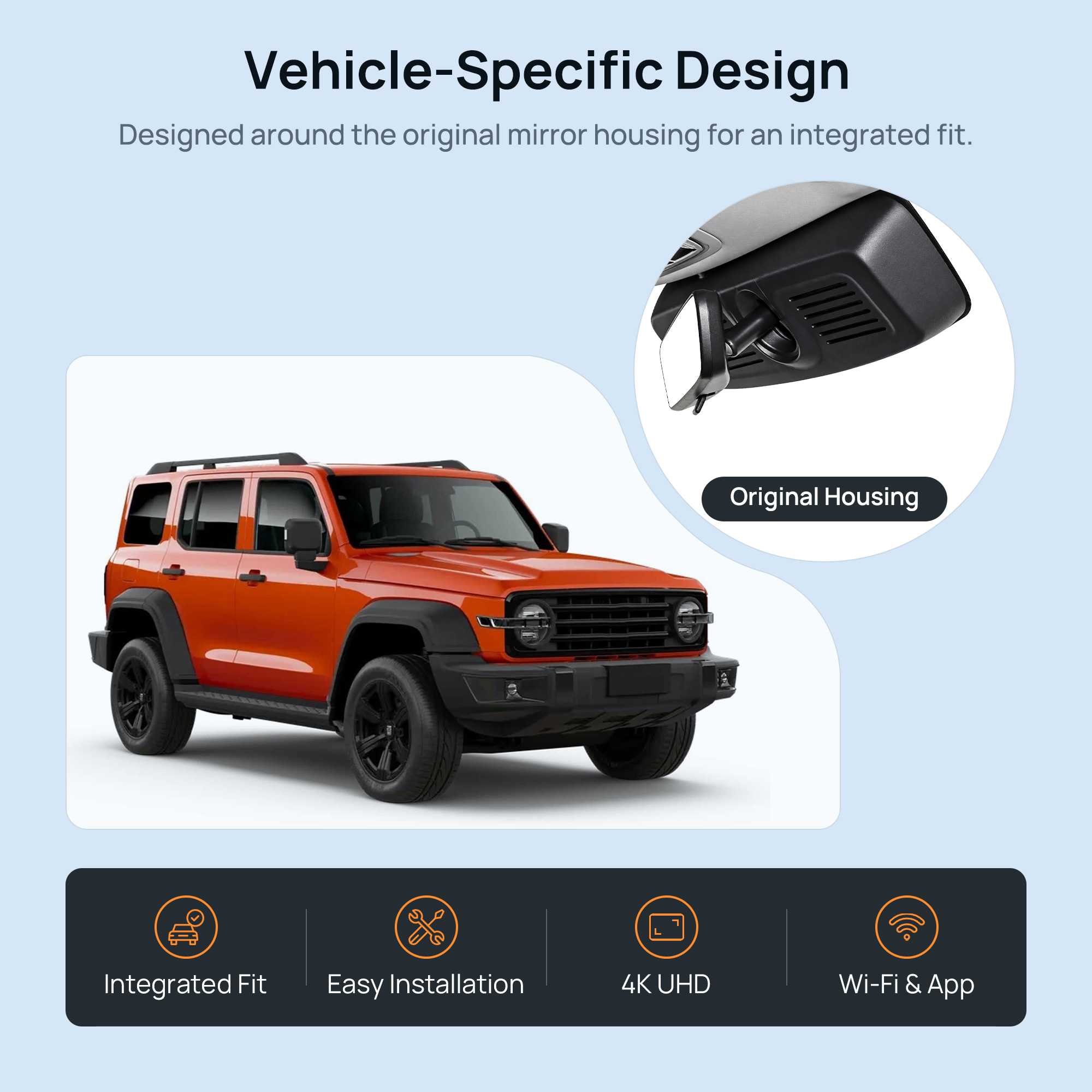 HIDVUE 4K Front Dash Cam for GWM Tank 300 2021-2025 2