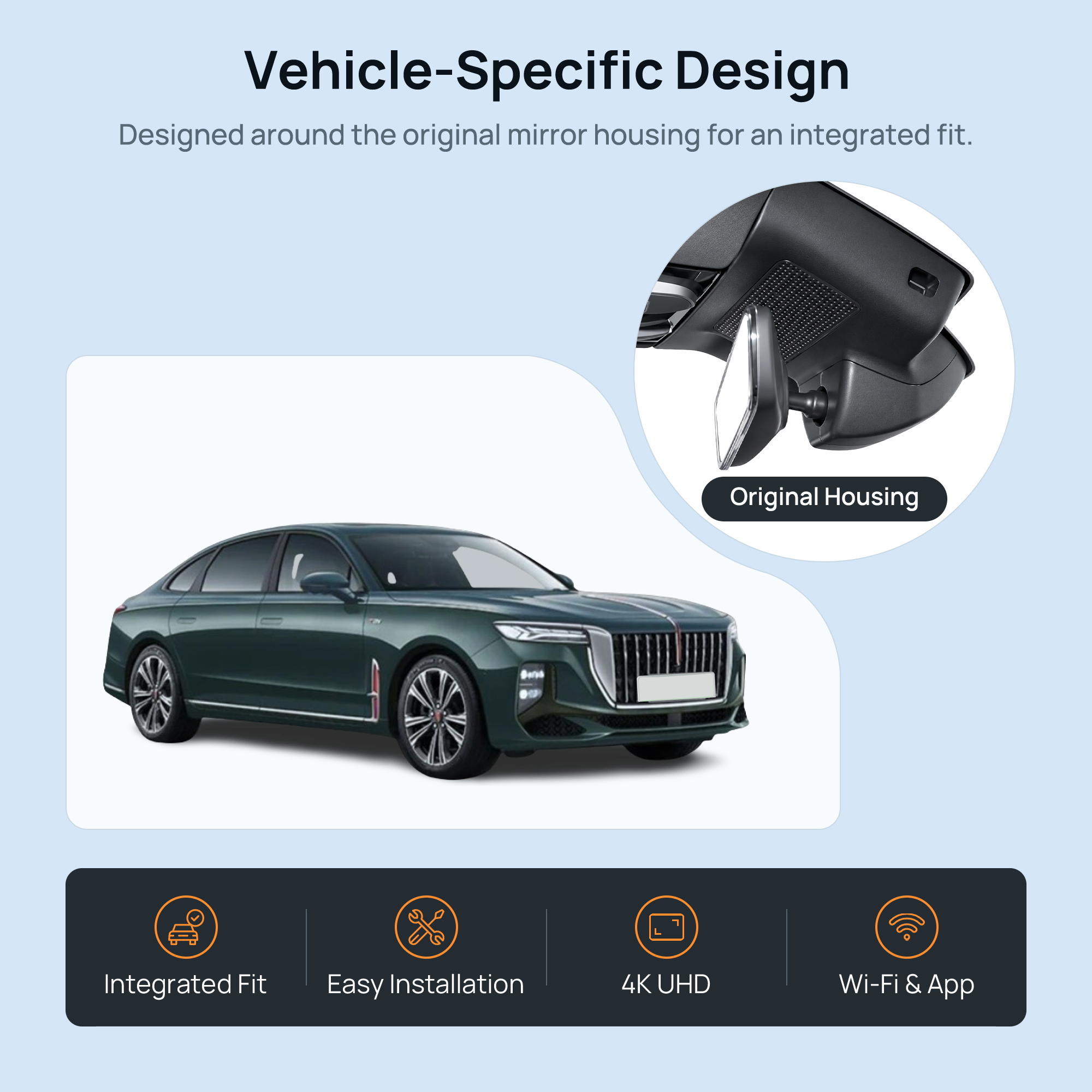 HIDVUE 4K Front Dash Cam for Hongqi H6 2023-2026 2