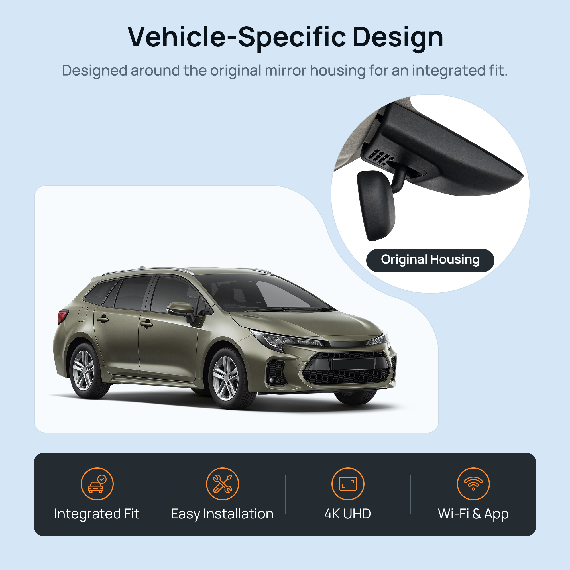 HIDVUE 4K Front + 1080P Rear Dash Cam for Suzuki Swace 2023-2026 2