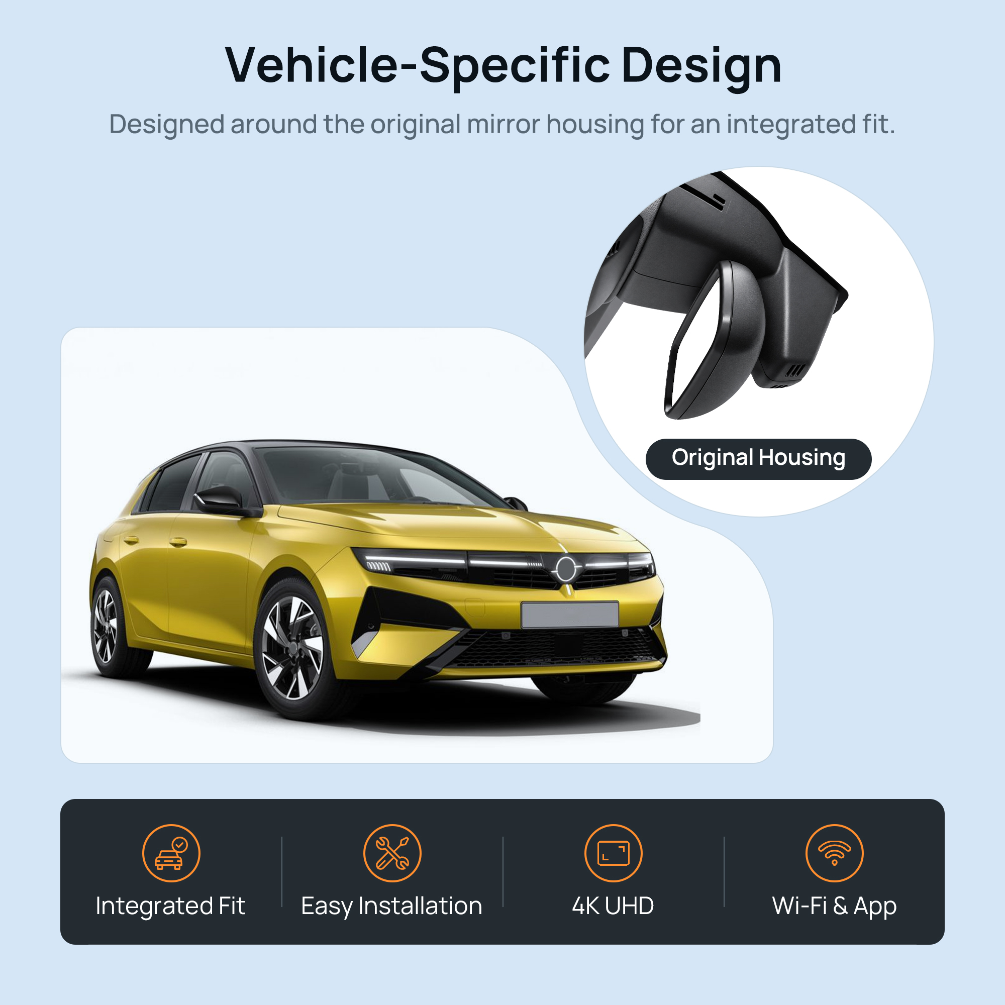 HIDVUE 4K Front Dash Cam for Opel Astra L 2021-2024 2