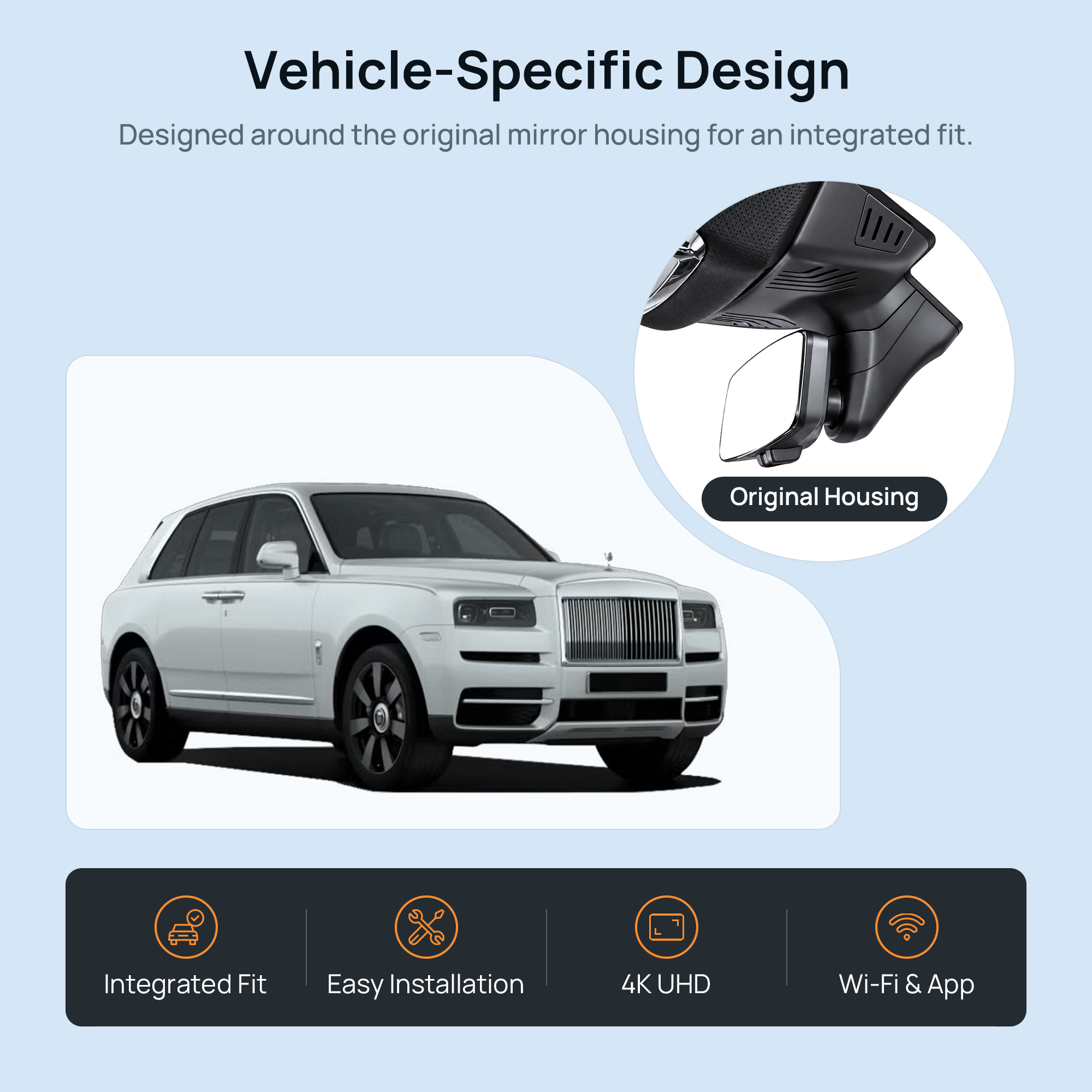 HIDVUE 4K Front Dash Cam for Rolls-Royce Cullinan 2016-2026 2