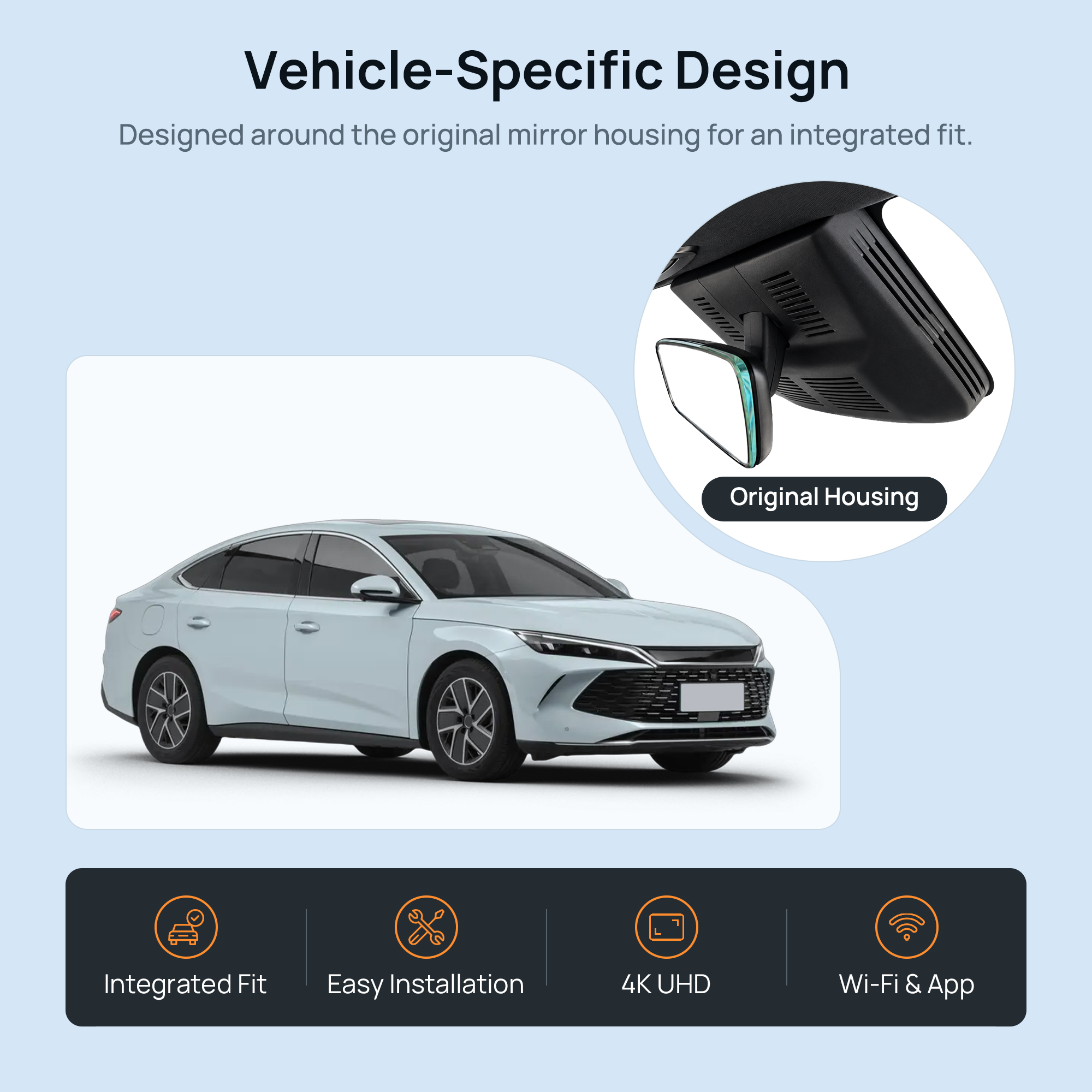 HIDVUE 4K Front + 1080P Rear Dash Cam for BYD Qin L DM-i 2024 2